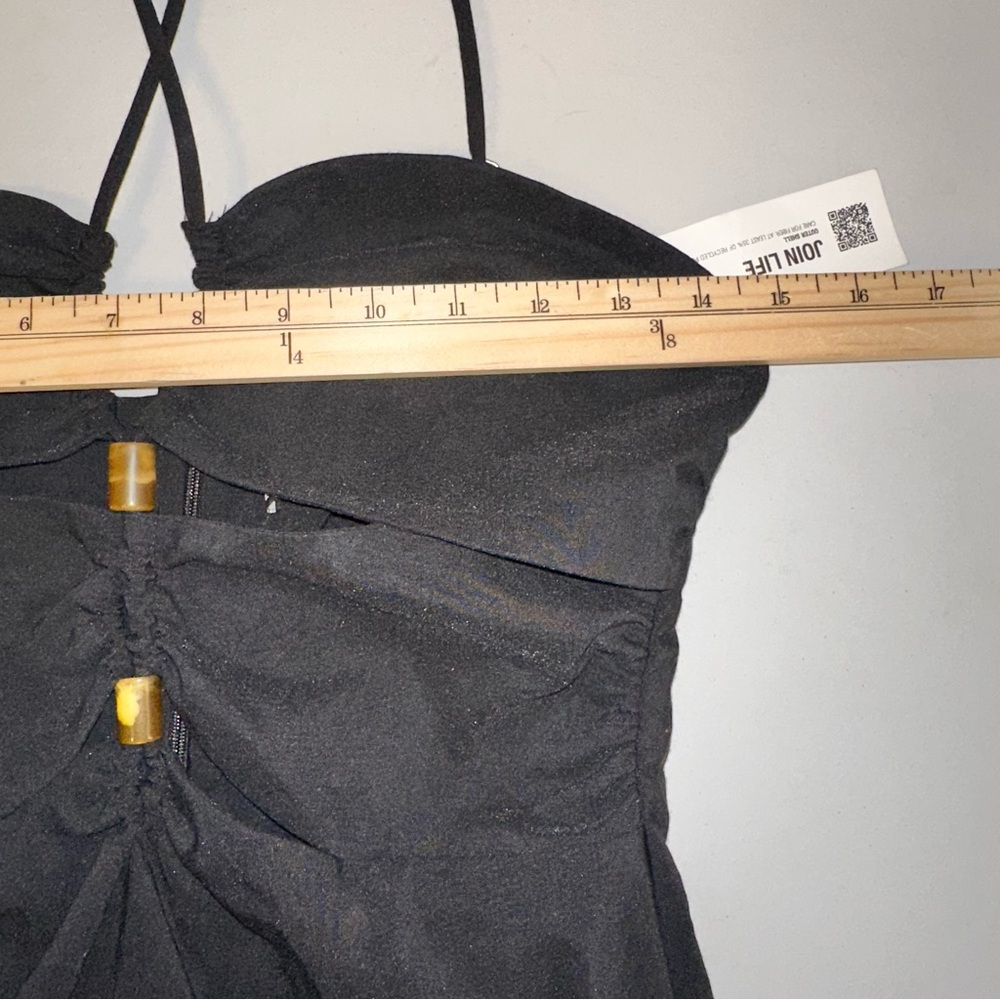 NWT Zara Black Cut Out Midi Dress Sz M Cross Back Bodycon Adjustable Party Sexy - Picture 13 of 16